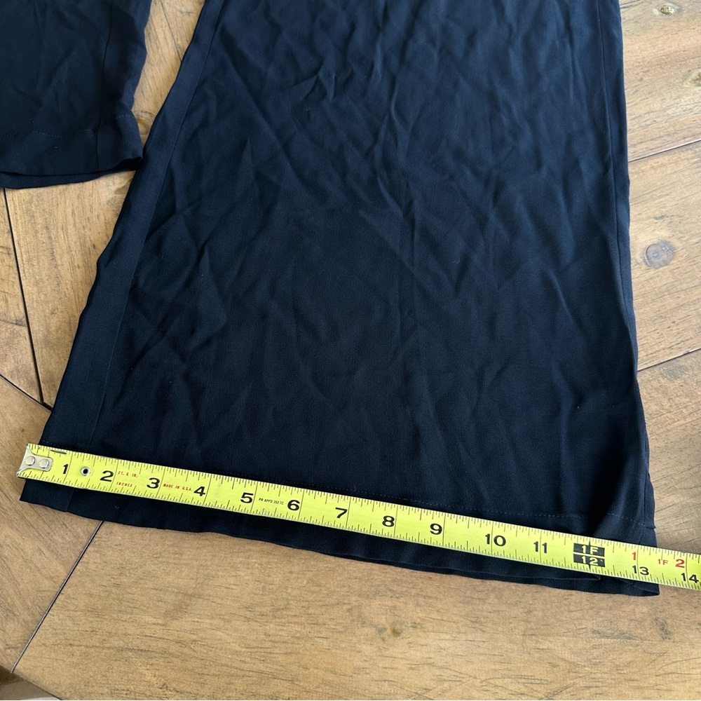 Eileen Fisher Pure Silk Georgette Crepe Wide Leg Wrap Black Skirt Pants Luxury S - Picture 10 of 11